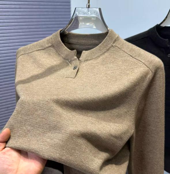 Men s American Niche Design Henley Sweater - Autumn/Winter Loose Knit Base Layer M