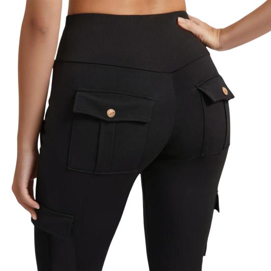 Yousheng Women High Waist Cargo Leggings with Pockets Tummy Control Hip Lifting Yoga Workout Tight Pants Stretch Body Shaping Skinny Trousers