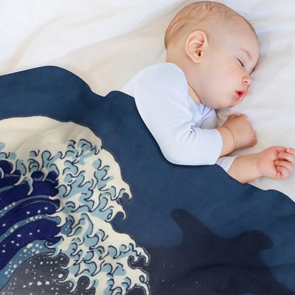 Great Wave: Kanagawa Night Throw Blanket Summer Cool Breathable Blanket for Sleeping