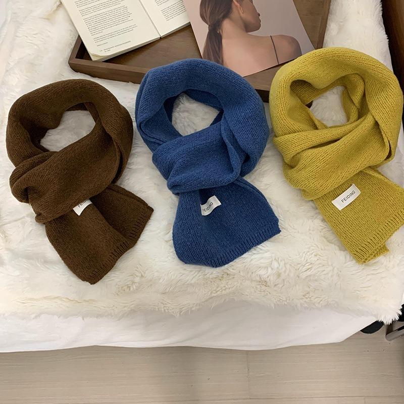 Skjerf vinter varmt nytt ensfarget trend ensfarget allsidig par mykt voksaktig fortykket skjerf strikket sjal