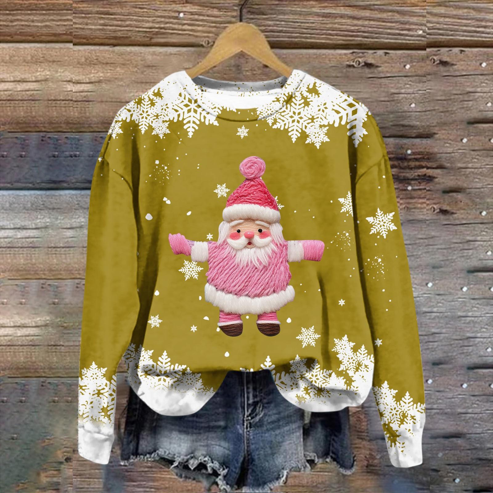 

Женская модная рождественская принтованная толстовка с длинным рукавом и круглым вырезом XXL жёлтый