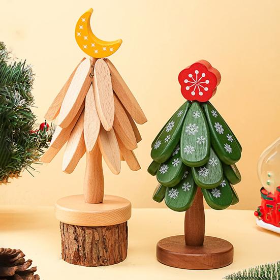 Christmas Tree Coaster Solid Wood Heat Resistant Trivet for Hot Cold Drinks Festive Table Decor for Holiday Meals