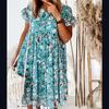 Sommer Kurzarm Rundhals Mode Sexy Blumendruck Europäischen und Amerikanischen Plissee Kleid frauen Casual Kleid