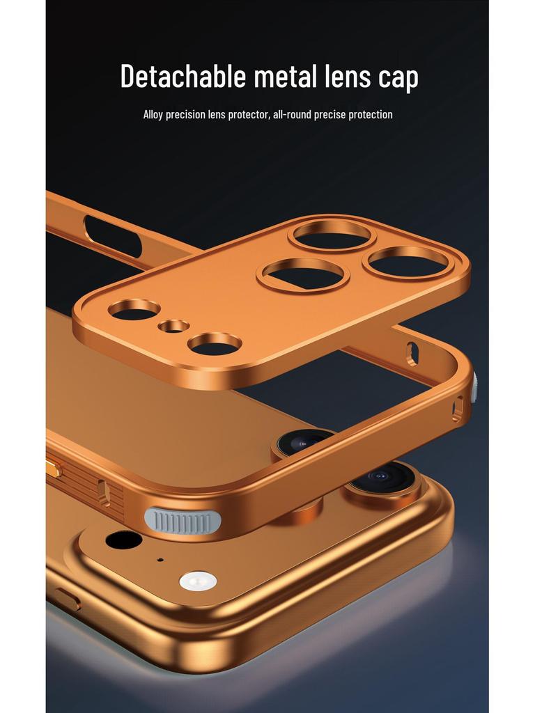 Husă metalică pentru telefon Apple 17 Pro Max cu cataramă hipocamp, disipare căldură pentru protecția obiectivului 15.