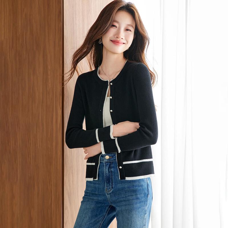 Srcr Women's Thin Color-Block Wool Cardigan