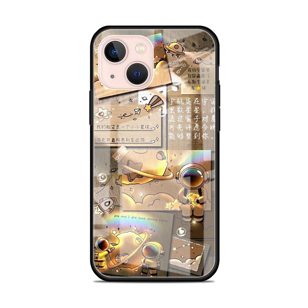 Glass Case For Apple iPhone 14 13 11 12 Pro 7 XR X XS Max 8 6 6s Plus SE 2022 13Pro Tempered Phone Tampa Astronaut Light