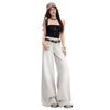Spring Summer Vintage Sandblast Washed Relaxed Gray Tone Micro Flare Comfy Casual Denim Long Pants Ladies Casual Pants Oversize Denim Trousers