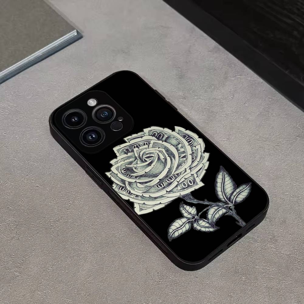 Money Gold Cash Art Design Phone Case For iPhone 16,15,14,13,12,11 Plus,Pro Max,XS,X,XR,SE,Mini,8,7,Soft Silicone Black Cover