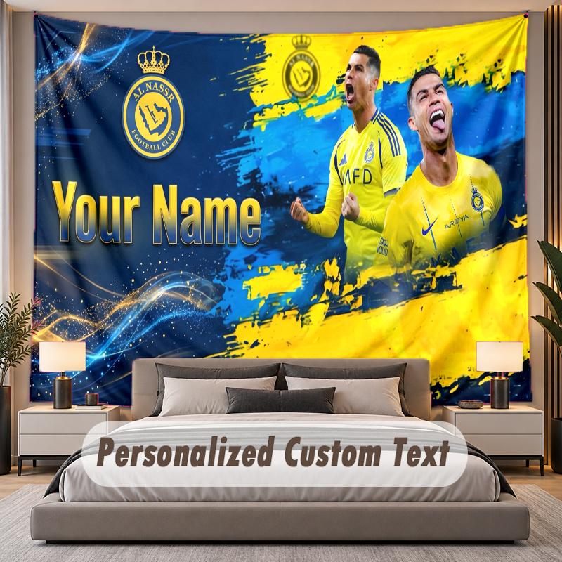 Custom Name Text Tapestry Cristiano Ronaldo Personalized Polyester Wall Tapestry For Bedroom And Room