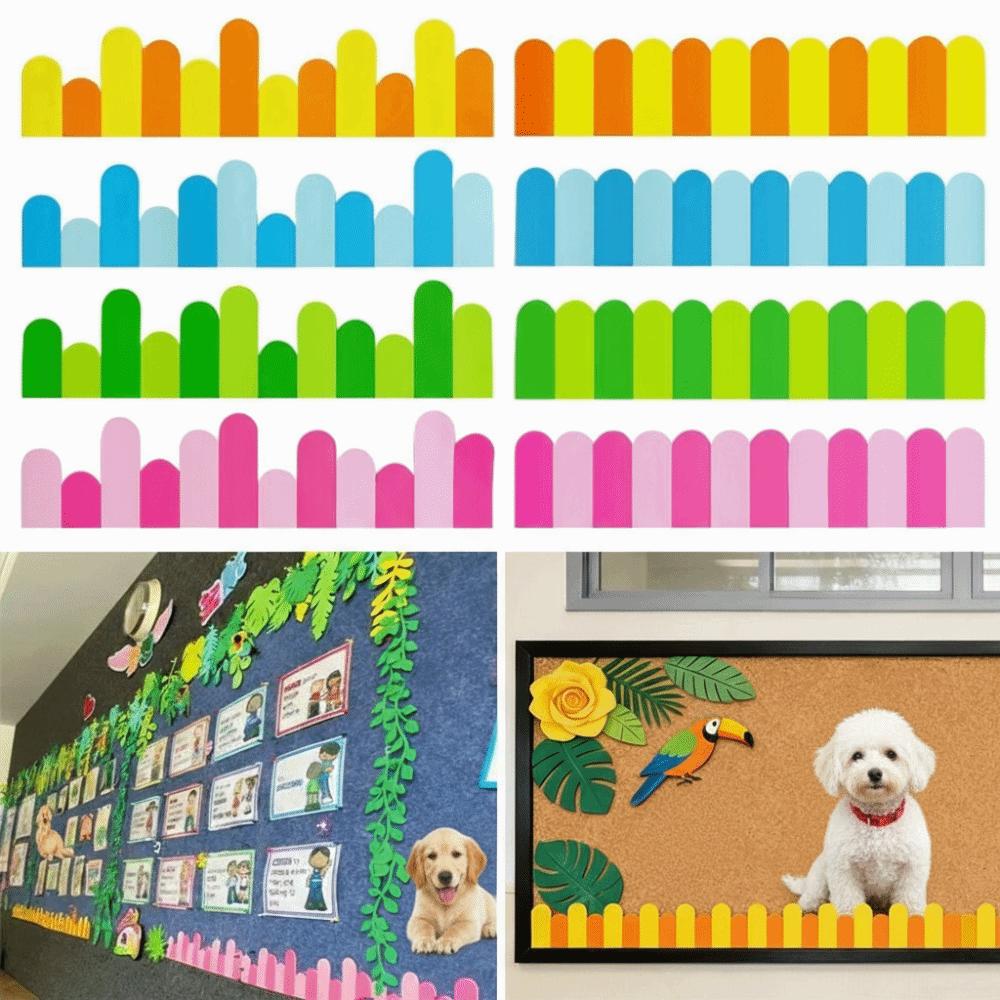 2pcs/set Long Fence Craft Classroom Wall Stickers Blackboard Posters  Primary School Class