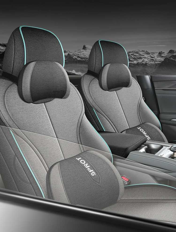 All-Season BYD Qin L Seat Covers: Breathable Linen with Perforated Leather, Fully Enclosed and Ventilated