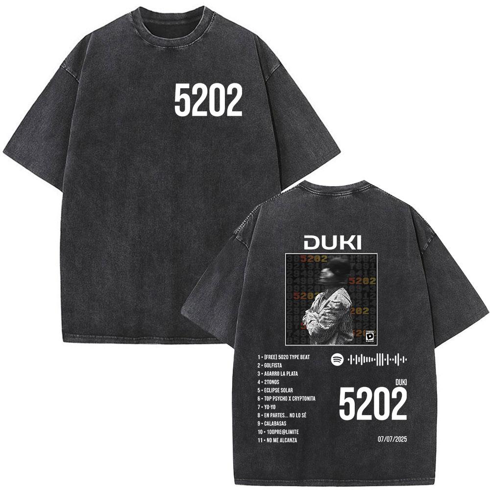 Vintage Washed Rapper Duki Merch Tshirt Mens Women Clothing Fashion Hip Hop Oversized Tshirts Cotton Short Sleeve T Shirts
