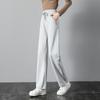 Women's Cotton Drawstring Straight Leg Sweatpants Casual Draped Wide Leg Trousers For Spring Summer
