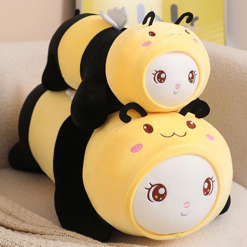 Cosplay Bee Hippo Dinosaur Pig Cartoon Lying Rabbit Doll Plush Toy Stuffed Hooded White Pink Blue Plushie Peluche Present