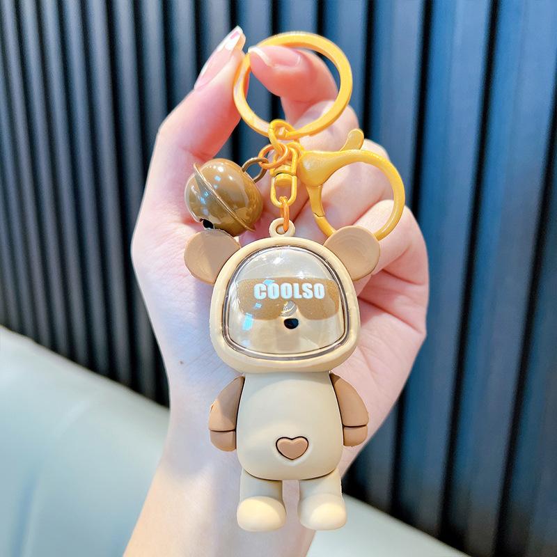 Cute Light Bulb Bear Key Chain Couple Bag Pendant Car Keyrings Children Schoolbag Gift