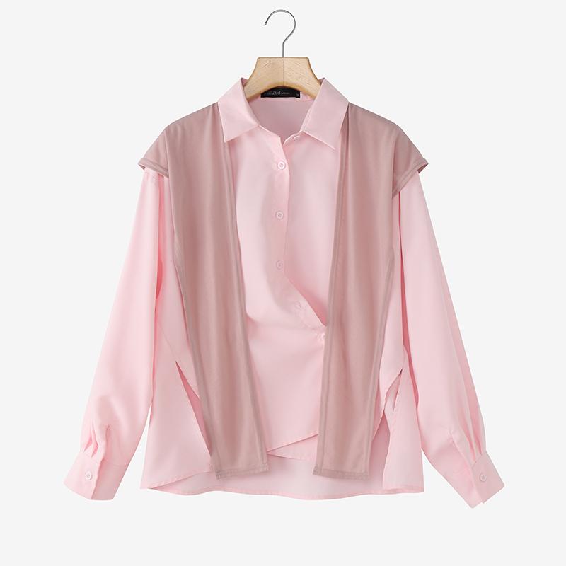 ZANZEA Women Patchwork Turn Down Collar Casual Long Sleeve Blouse