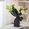 Bowknot Matte Ceramic Vase Table Decoration Creative Artificial Flower Decorative Flowers Arrangement Room Aesthetic Decor