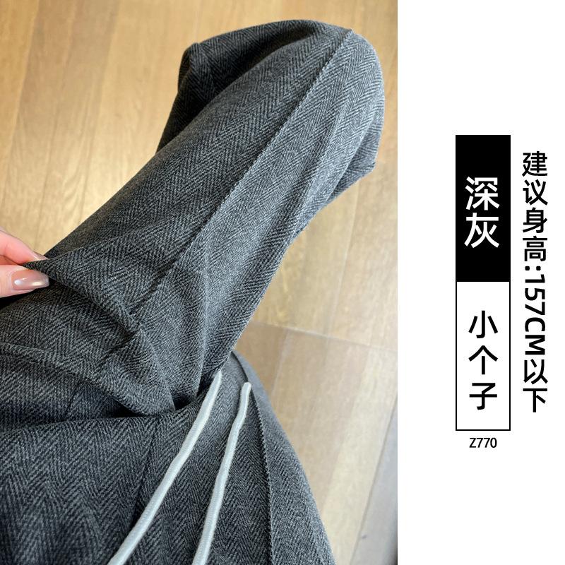 Worsted Woolen Wide-leg Pants for Women's Autumn and Winter New Soft Waxy Drape Narrow Version Straight Cashmere Velvet Pants