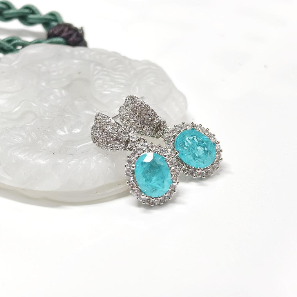 Gusen Jewelry Cross-Border Oval Earrings - European & American Style with Simple Color Gem Zirconia for Women