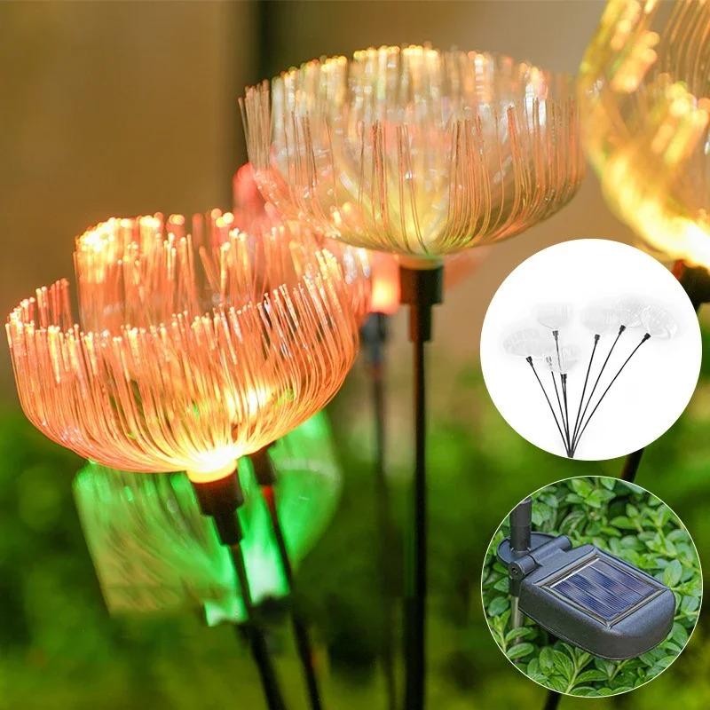 

2PCS LED Solar Fiber Jellyfish Light, Outdoor Decorative Plug-in Lights, 5/6/7 Heads, Warm Garden, Starry Lawn, Landscape 5 LED 2PCS