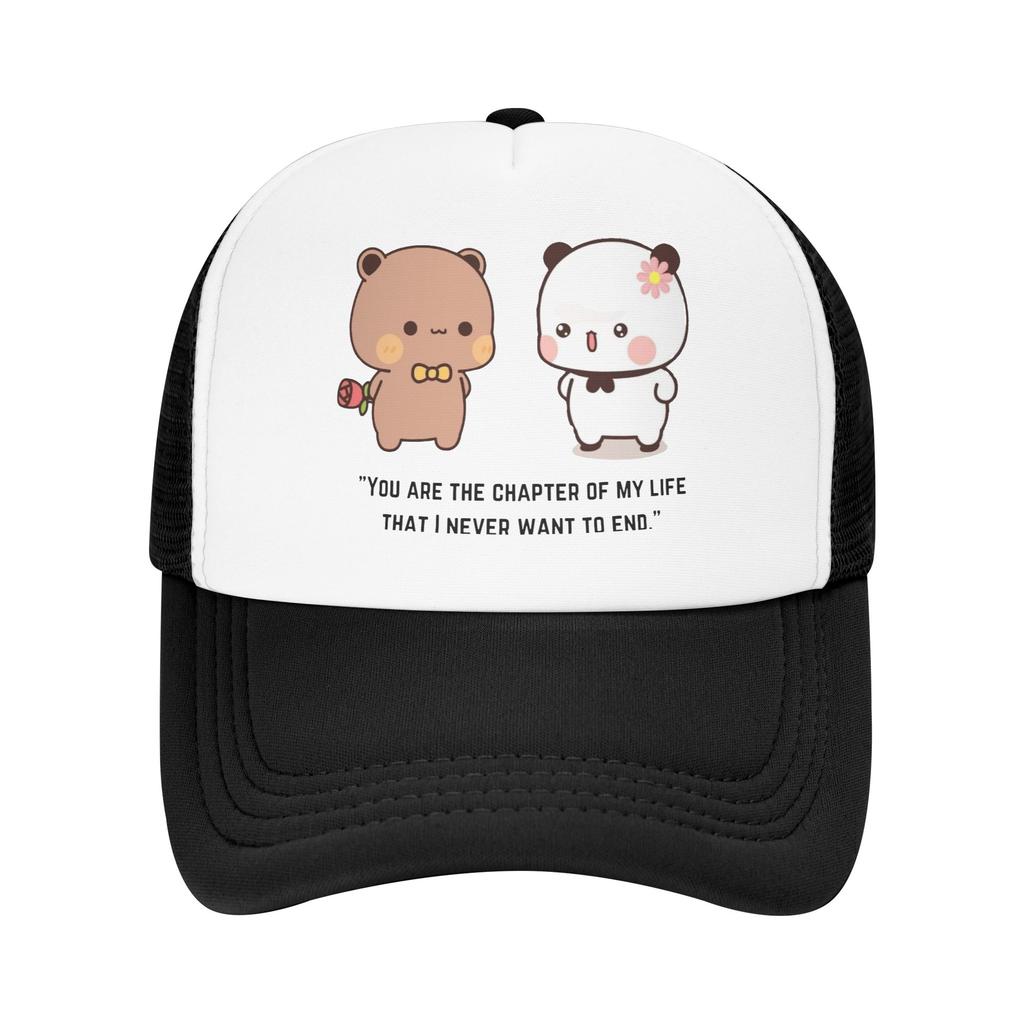 Panda Bear Couple Mesh Baseball Caps Unisex Outdoor Trucker Hat Bubu And Dudu Hat Adjustable Fishing Hat Summer Trucker Hats