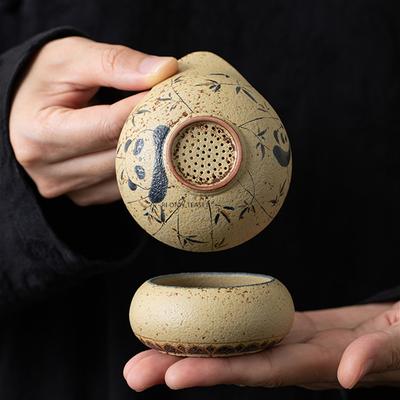 Chinese Tradition Ceramic Fair Cup Tea Strainer Panda Bamboo Leaf Teacup Tea Water Separation Tools Handmade Tea Set Accessories