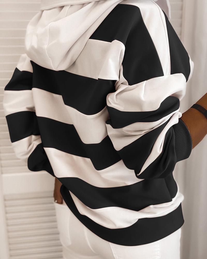 Damen Gestreiftes Langarm Herbst Sweatshirt - Dünnes Oberteil