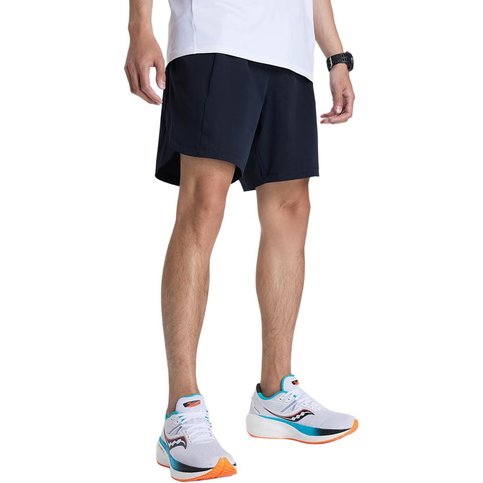 SAUCONY Solid Color Pocket Mid Waist Straight Leg Sports Shorts Men Shorts Black SC2239016-1