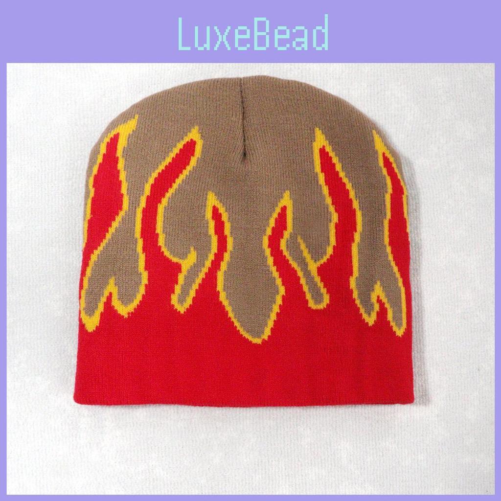 Outdoor Cap Knit With Flame Pattern And Acrylic Material For Streetwear Fall