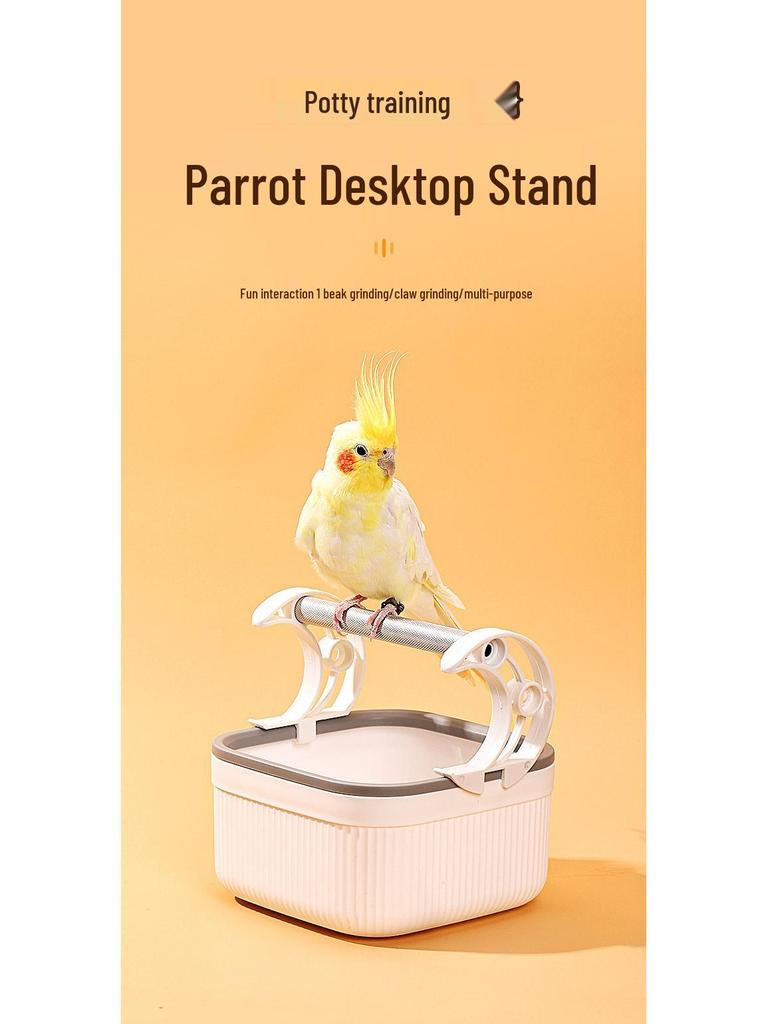 Parrot Potty Training Stand with Poop Bucket - Fixed-Point Defecation Platform for Medium & Large Birds