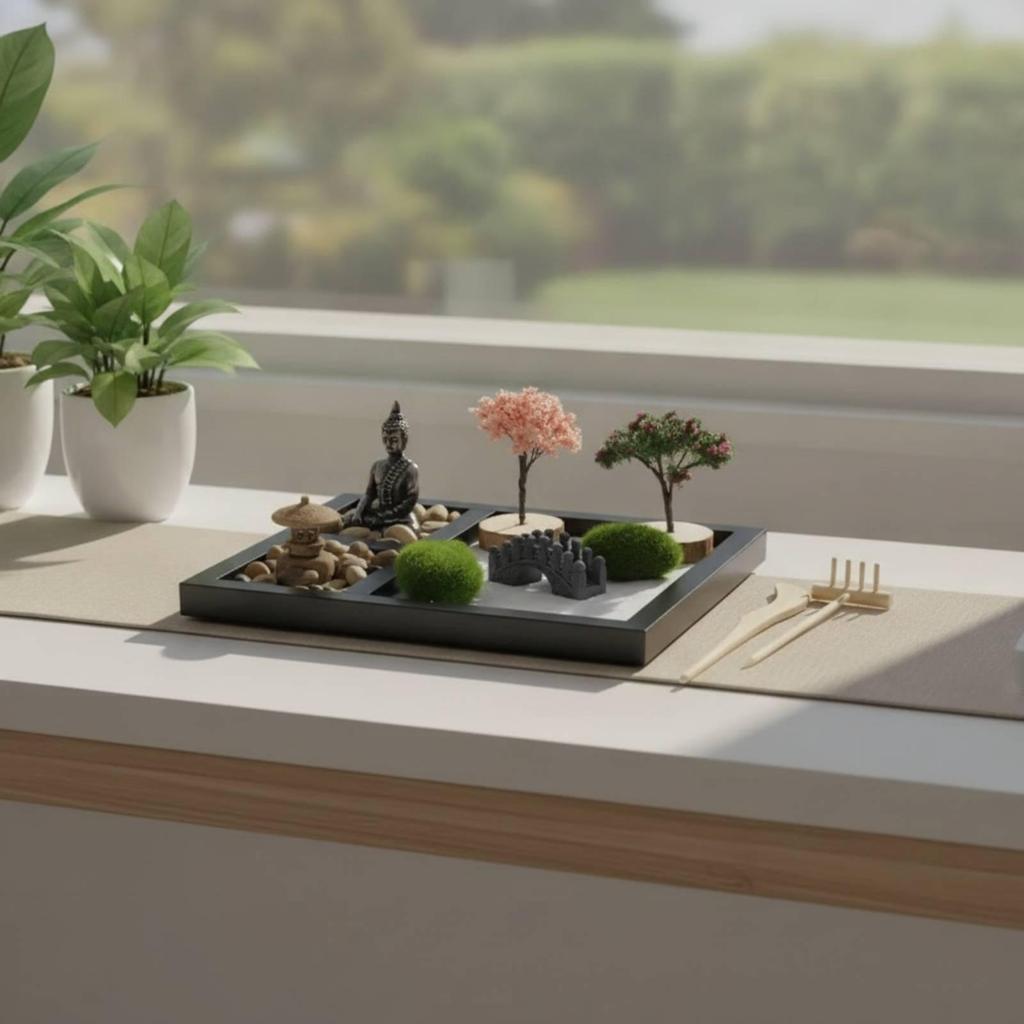 Garden Kit for Desk Meditation Desktop Sand Tray Compact Miniature Landscape