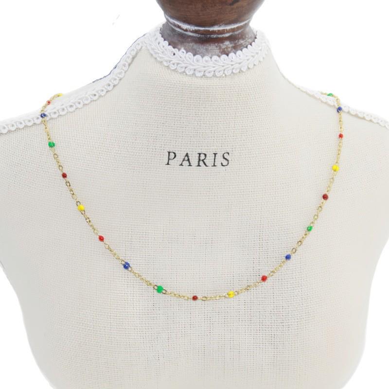 Edelstahl Tropföl Perlen-Kugelketten-Halskette – Nicht verblassend, Farberhaltend, Handgemachter DIY-Schmuck