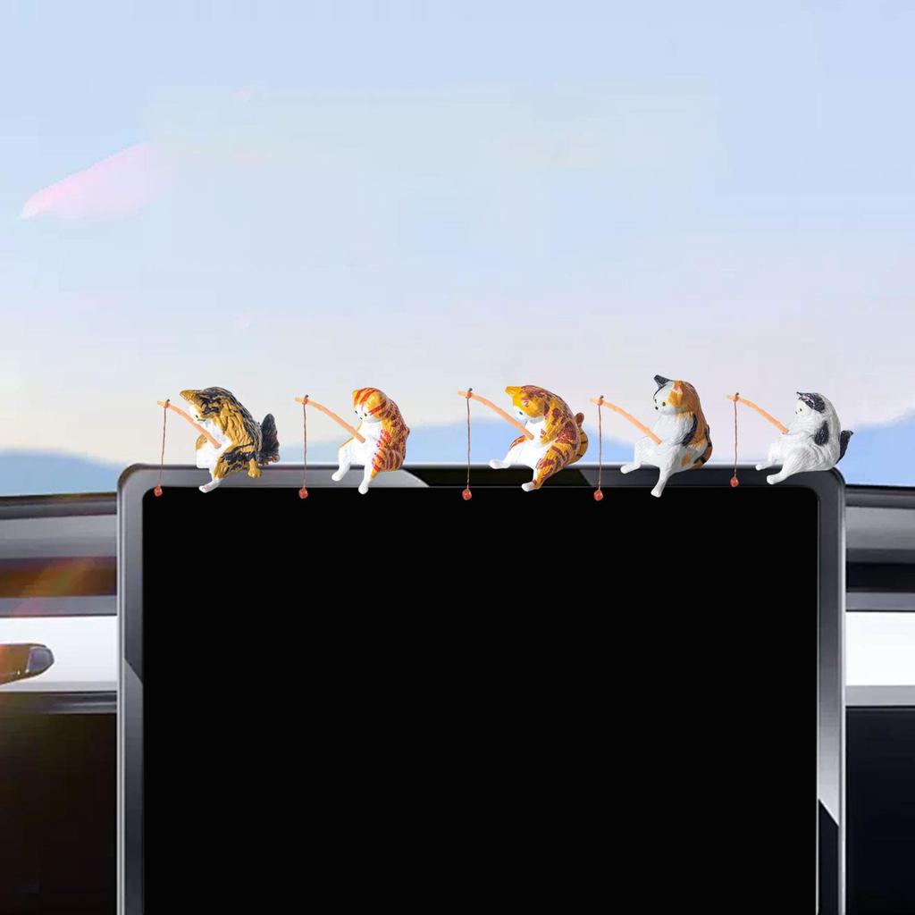 Cat Car Interior Accessories Figurines for Computer Display Adorable Crafts Decor Desk