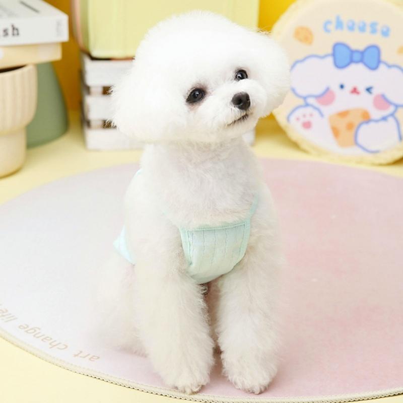 Cute Bow Dog Vest Fashion Solid Dog Clothes Summer Sling Puppy Shirt Soft Cotton Cat Vest Pet Pullovers Chihuahua Poodle Apparel