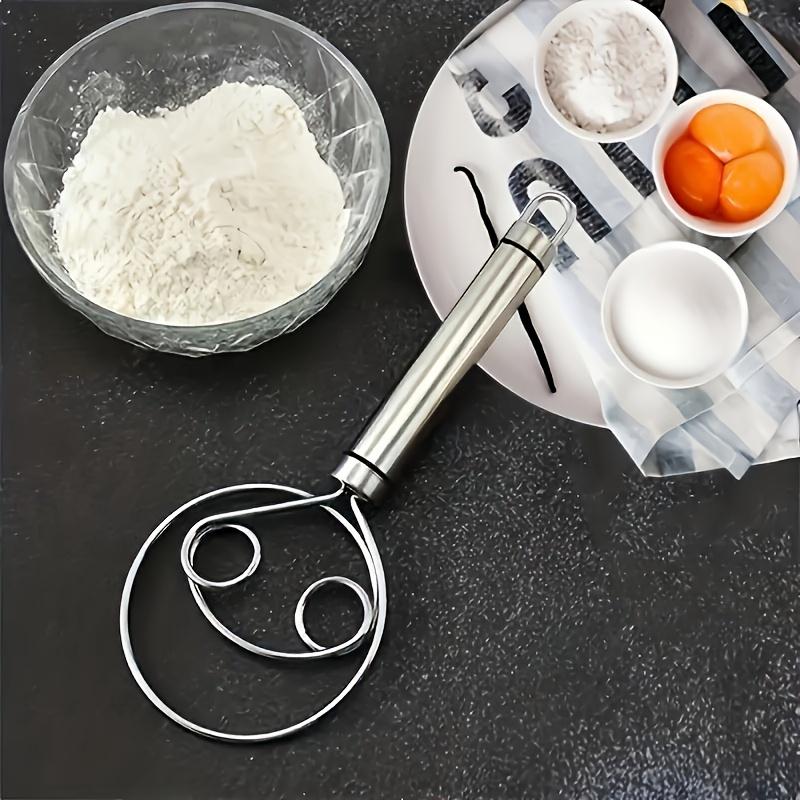 Stainless Steel Handheld Dough Mixer with Scraper,Dual-Hole Quick Mixing Tool for Cooking,Baking & Whisking,Kitchen Gadget for Food Trucks & Bakeries