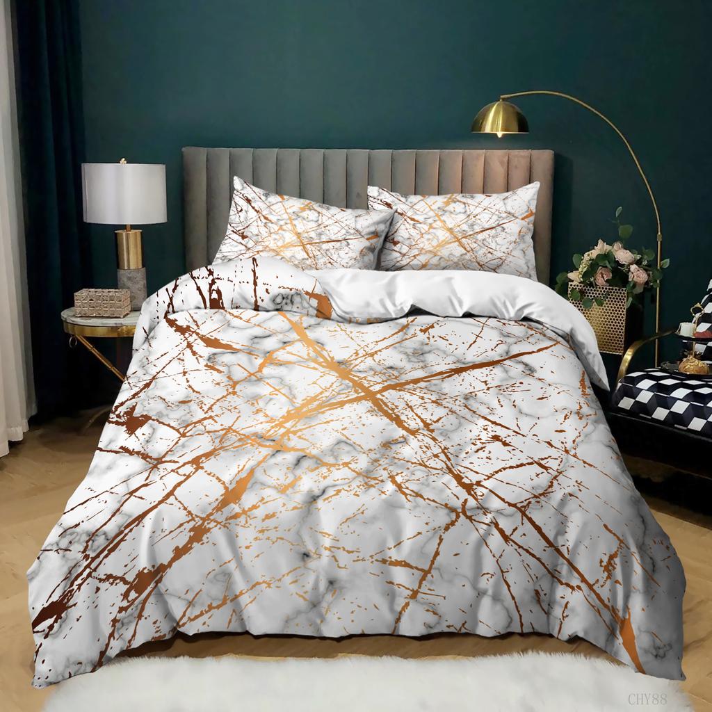 Gradual Change Color Marble Texture Pattern Duvet Set Digital Printing Three-Piece Set Bedding