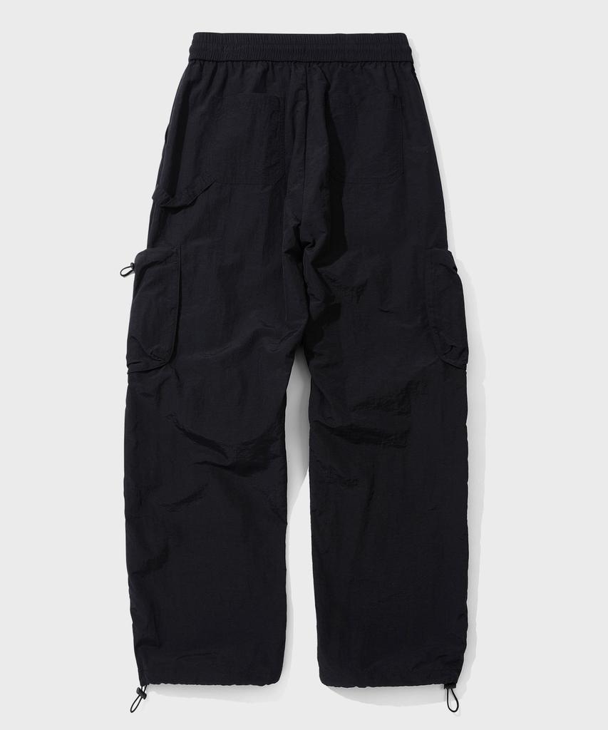 Sekeonmonollogeu Balloon Fit Nylon Cargo Carpenter Elastic Waist Pants [Black]_Sept062Black