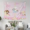 1pc Cute Cartoon Carousel Tapestry Adorable Amusement Park Theme Home Decor Wall Hanging for Bedroom Living Room Dorm Aesthetic
