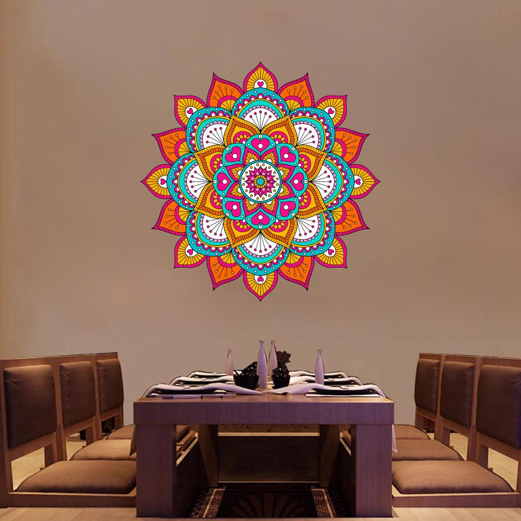 Gold Colorful Large Mandala PVC Removable Wall Stickers