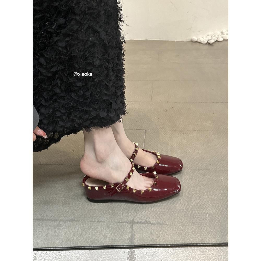 XINZHOU Xiaoxiangfeng Tasche Kopf Halbschuhe Damen Außenbekleidung 2025 Frühling und Sommer neu Französisches Temperament Muller Hausschuhe