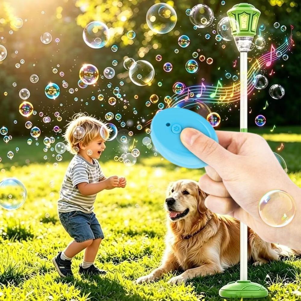 Remote Control Streetlight Bubble Machine Fully Automatic Bubble Blowing Light Music Party Adjustable Height Bubble Blowing Toy зелёный