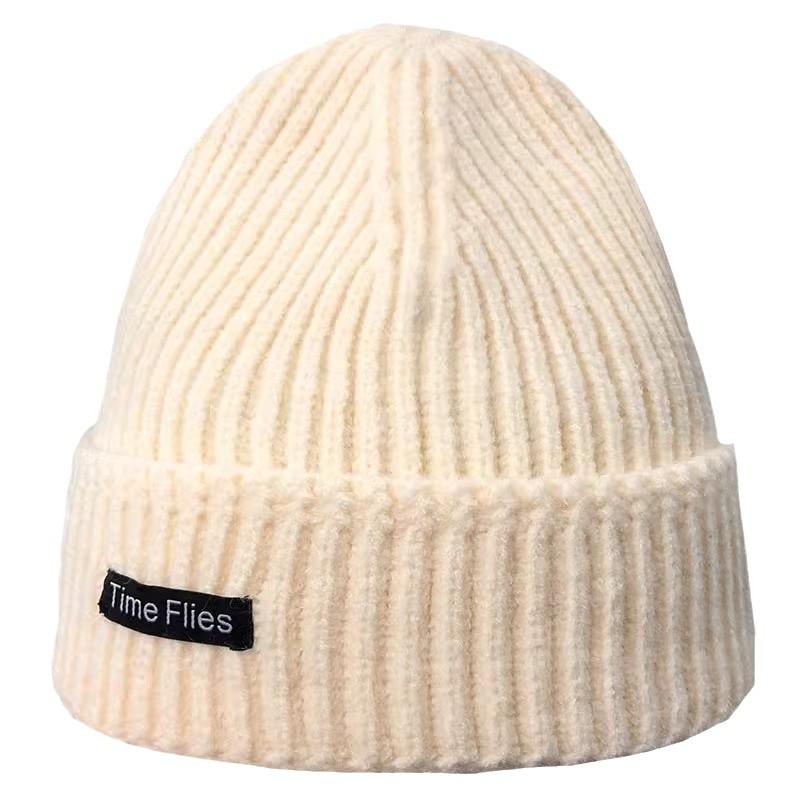 

Женская осенне-зимняя Ins холодная шапка Японские нашивки буквы Большая голова вязаная для лица Маленькая модная шапка One Size