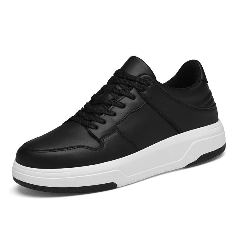 

Autumn cowhide invisible heightening shoes men s 8CM breathable British casual sports board shoes 6 inner heightening men s shoes white shoes 45
