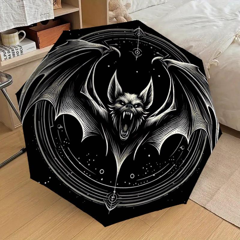 1pc Bat Symbol Tattoo Design Umbrella with Plastic Handle,Suitable for All Seasons Home Travel Outdoor UmbrellaDD1719