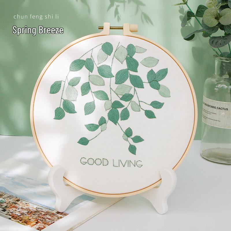 Nordic DIY Embroidery Kit: Beginner's Fresh Floral Fabric Art Set