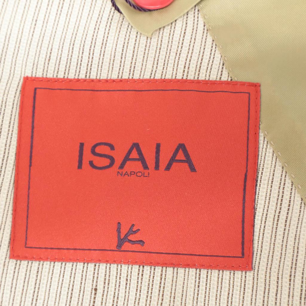 ISAIA CAPRI 21GSI Silk x Linen Base Stripe Single Jacket Jacket 48 beigeUsed
