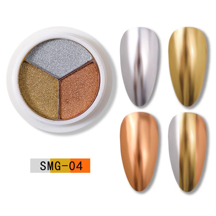 Aurora Triple-Color Nail Mirror Powder Set