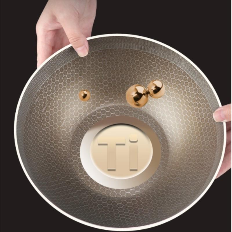 316L Titanium Stainless Frying Pan Uncoated Honeycomb Non-stick Pan Suitable For fryer Cooking Multi-purpose Kitchen Cookware