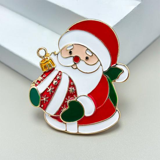 Zinc Alloy Santa Claus Brooch Enamel Cartoon Father Christmas Pin Sweater Coat Backpack Decoration Clothing Accessories Festival Holiday Gift