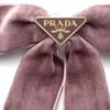 Prada Enamel Triangle Metal Logo Bow Shaped Fabric Hair Clip Women Hair Accessories Pink 1IF154_068_F0378